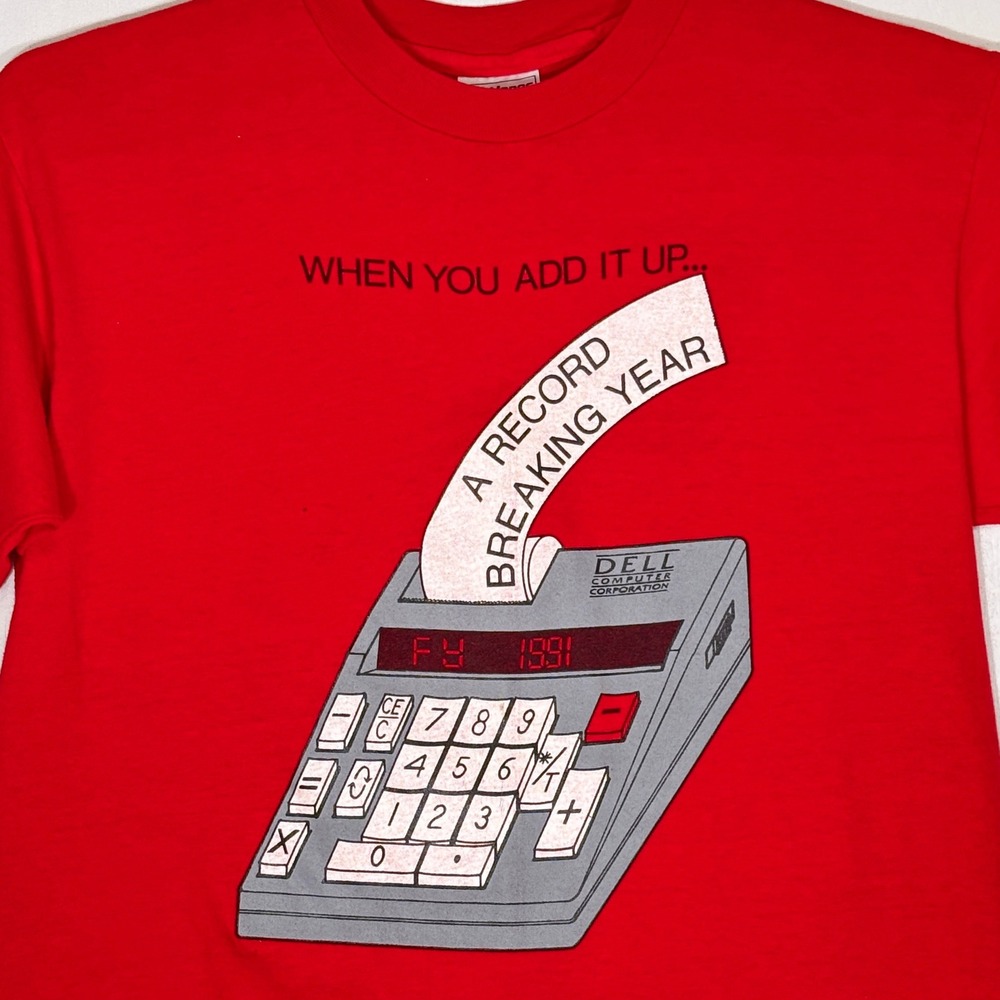 VTG 1991 Dell Computer T Shirt Hanes Beefy-T Size L Made in USA Single Stitch